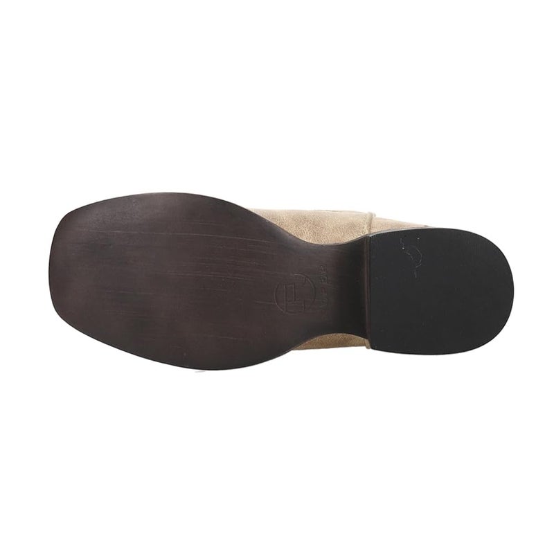 ROPER Womens Kennedy Glitter Tooled Inlay Square Toe Casual Boots Mid Calf Low Heel 1-2" - Beige - Size 9 B - Image 5